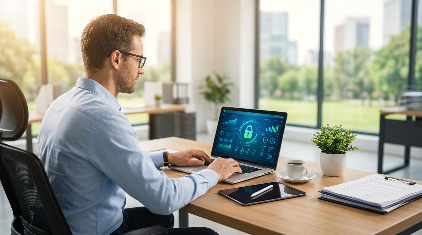 Emissor de certificado Digital professional working on 