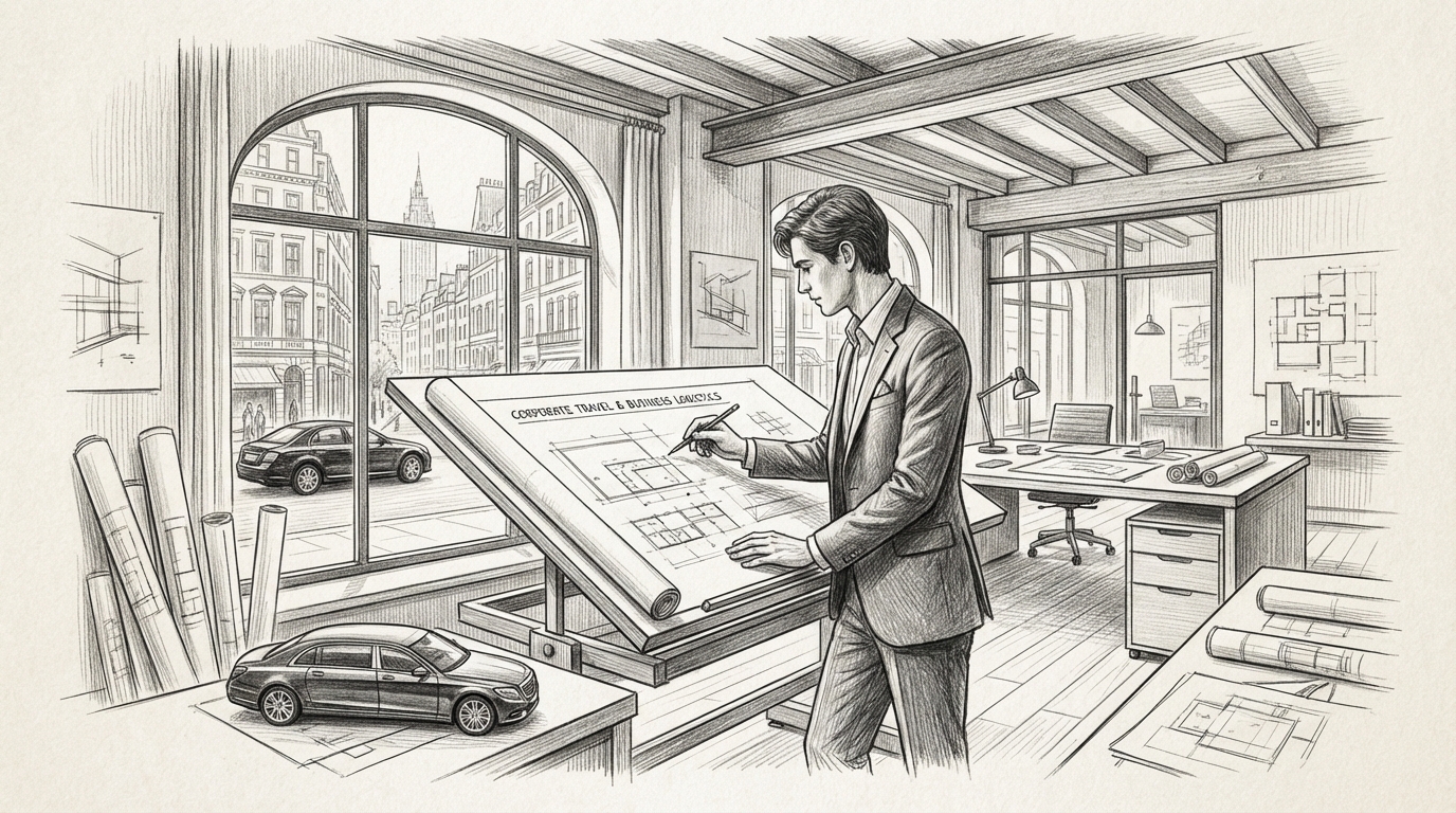 professional working on 4. Corporate Travel & Busi in Luxury Transportation Service context, modern workspace, engaged and productive