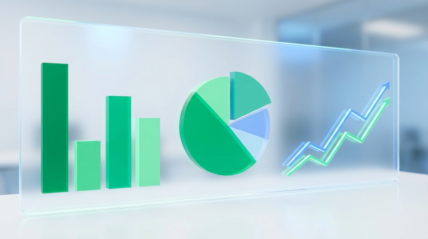 A dashboard displaying various marketing analytics metrics: bar charts for website traffic, pie charts for conversion sources, and line graphs for ROI over time.